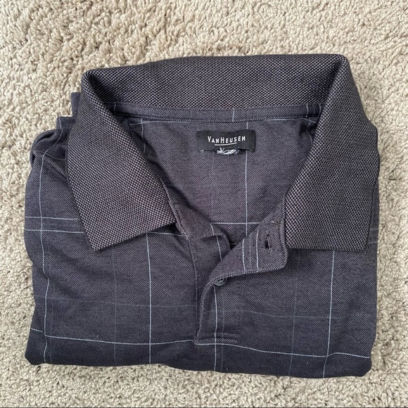 Van Heusen Grey Windowpane Polo - Picture 3 of 7